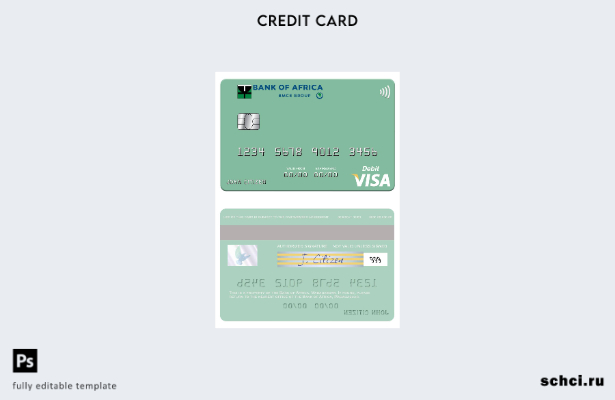 цифровая загрузка шаблона дебетовой карты Visa Мадагаскарского банка Африки